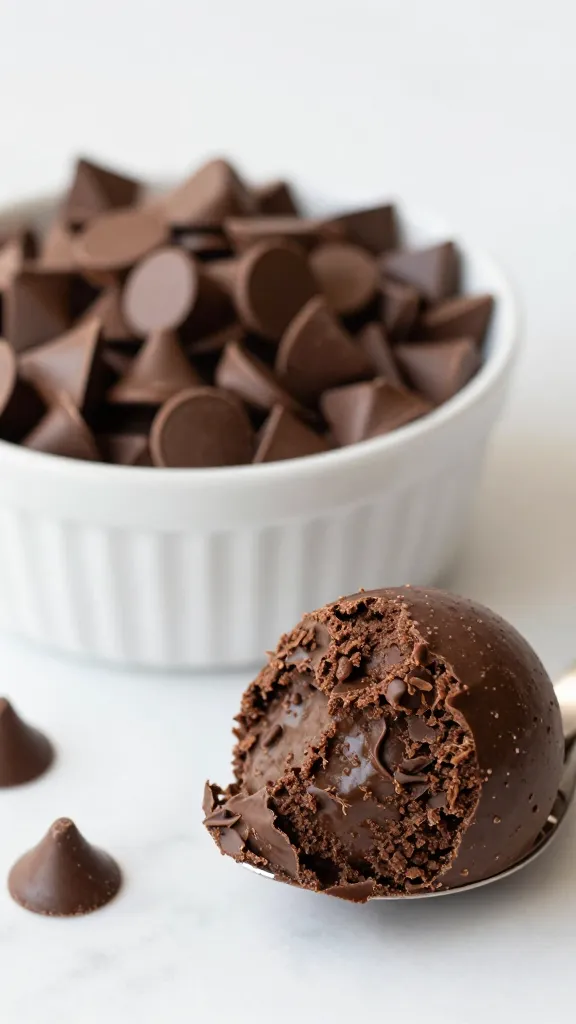 homemade keto chocolate chips in scoop and bowl