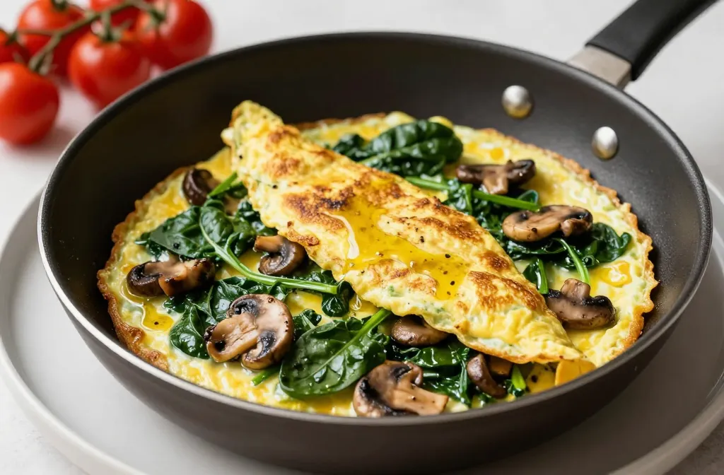 Spinach and Mushroom Egg White Omelette: Quick Fresh Start