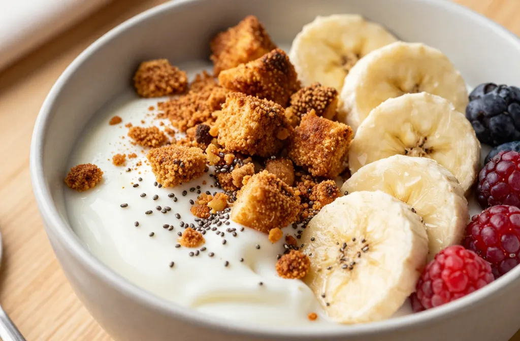 Crispy Cinnamon Toast Protein Yogurt Bowls: Breakfast Buzz