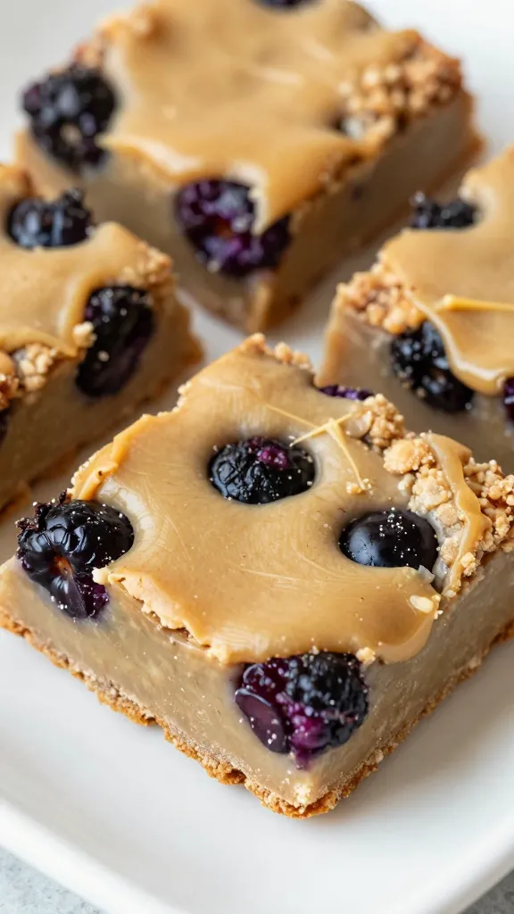 gluten-free brown butter blackberry crisp bars close-up