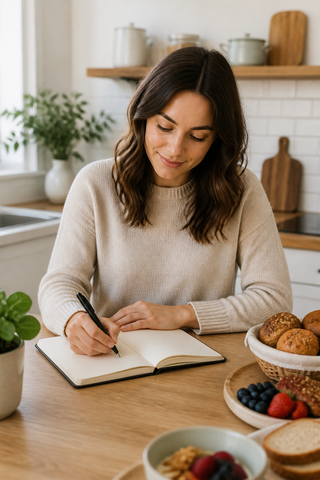 Travel Solo As A Women All Across The Globe!!! Person writing gluten-free diary at tidy kitchen counter