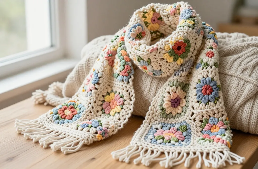 Travel Solo As A Women All Across The Globe!!! 12 Granny Stitch Floral Scarves Ideas: Chic Cozy Collection